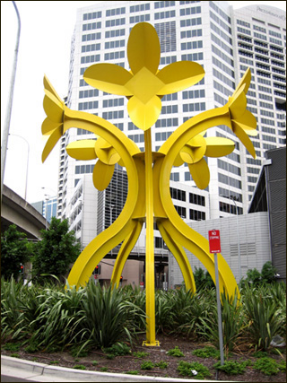 Big Metal Flowers Painted Yellow